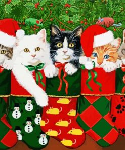 Kittens In Christmas Stockings Diamond Painting