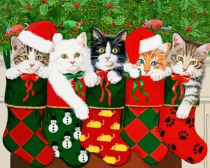 Kittens In Christmas Stockings Diamond Painting