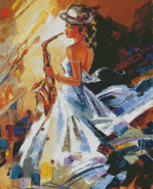 Lady Saxophone Player Diamond Painting