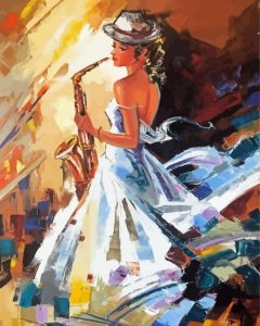 Lady Saxophone Player Diamond Painting