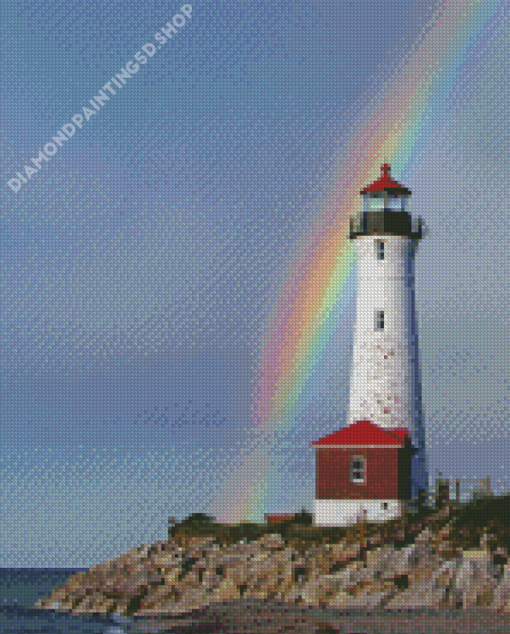 Lighthouse With Rainbow Diamond Painting