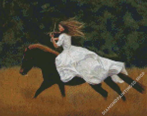 Musician Girl And Horse Diamond Painting