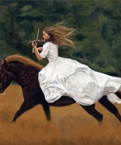 Musician Girl And Horse Diamond Painting