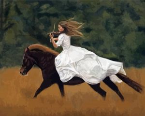 Musician Girl And Horse Diamond Painting