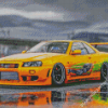 Orange Gt R34 Skyline Diamond Painting