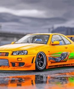 Orange Gt R34 Skyline Diamond Painting