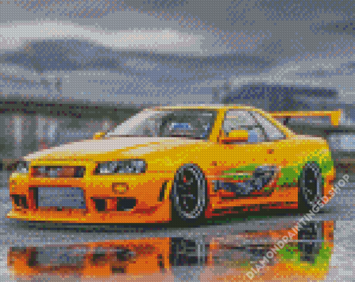 Orange Gt R34 Skyline Diamond Painting