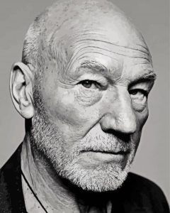 Patrick Stewart In Black And White Diamond Painting