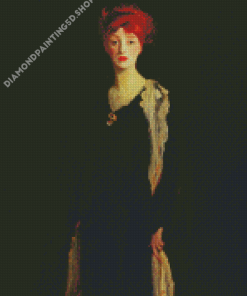 Redhead Lady In Black Diamond Painting