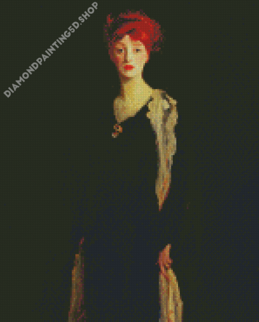 Redhead Lady In Black Diamond Painting