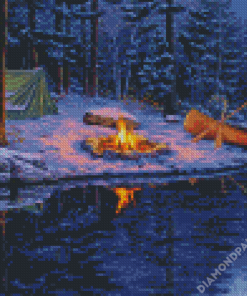 Side Lake Camping Diamond Painting