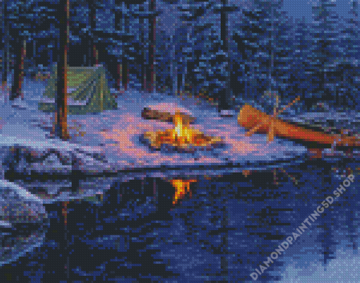 Side Lake Camping Diamond Painting