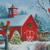 Snowy Christmas Barn Diamond Painting