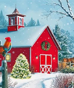 Snowy Christmas Barn Diamond Painting