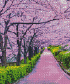Spring Japan Cherry Blossom Garden Diamond Painting