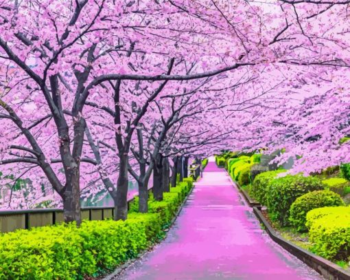 Spring Japan Cherry Blossom Garden Diamond Painting