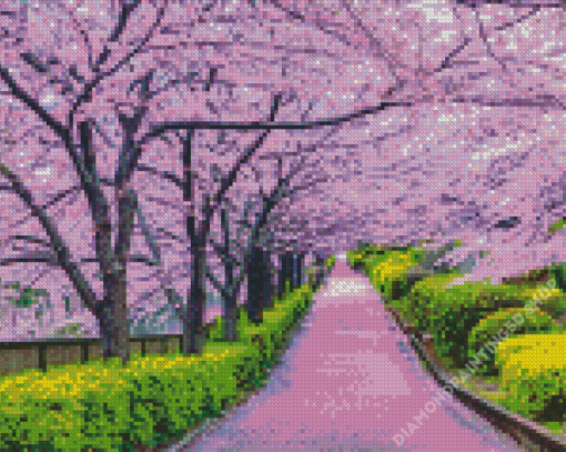 Spring Japan Cherry Blossom Garden Diamond Painting