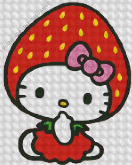 Strawberry Hello Kitty Diamond Painting