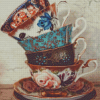 Vintage Stacked Teacups Diamond Painting