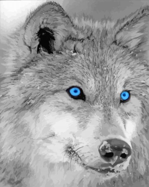 Winter White Wolves With Blue Eyes Diamond Painting