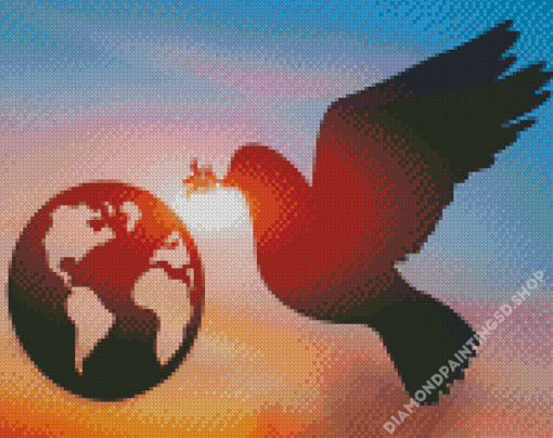 World Peace And Dove Silhouette Diamond Painting