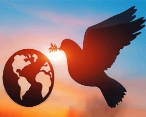 World Peace And Dove Silhouette Diamond Painting