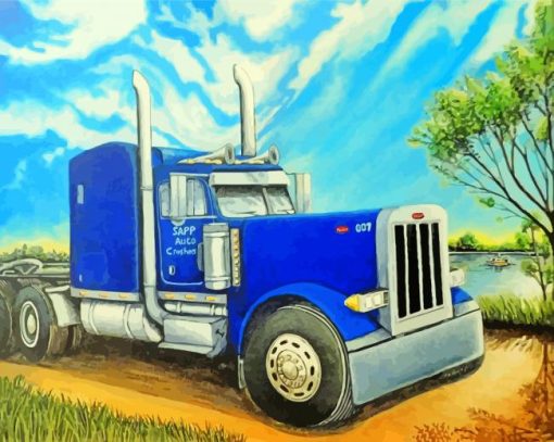 18 Wheeler Semi Truck Art Diamond Painting