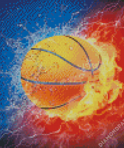 Basket Ball On Fire Diamond Painting