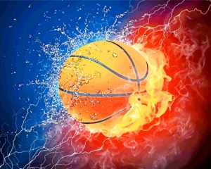 Basket Ball On Fire Diamond Painting