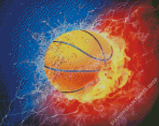 Basket Ball On Fire Diamond Painting