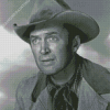 Black And White Jimmy Stewart Cowboy Diamond Painting