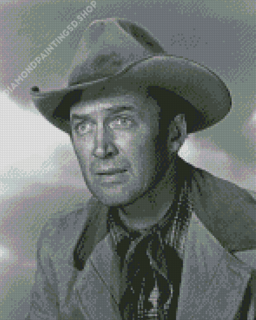 Black And White Jimmy Stewart Cowboy Diamond Painting