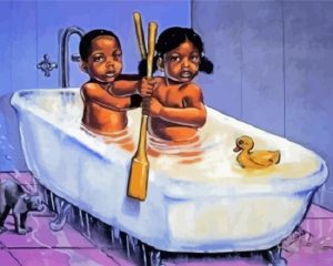 Black Kids Taking A Bath Diamond Painting