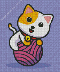Cat Playing With Ribbon Diamond Painting