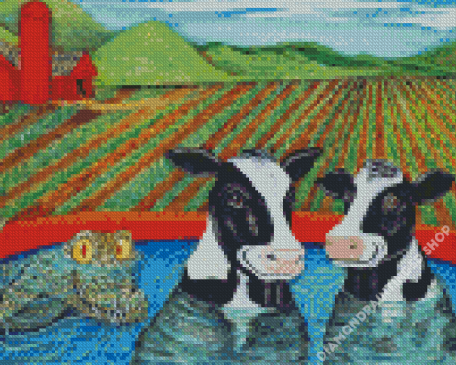 Cows In A Tub Diamond Painting