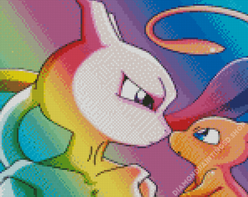 Cute Mewtwo And Mew Diamond Painting