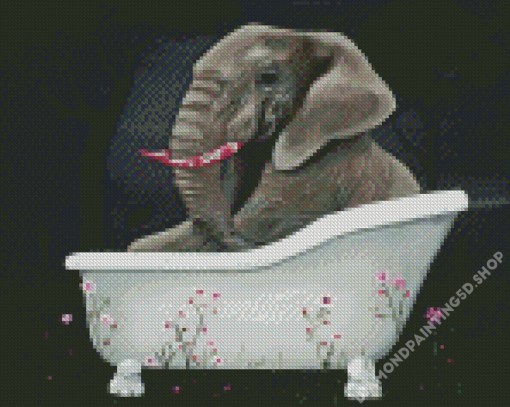 Elephant In Bathtub Diamond Painting