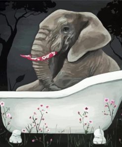 Elephant In Bathtub Diamond Painting