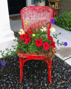 Flowers On Chair Diamond Painting