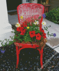 Flowers On Chair Diamond Painting