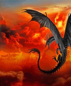 Flying Black Dragons Diamond Painting