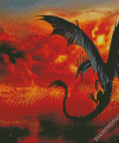 Flying Black Dragons Diamond Painting