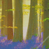 Forest With Blue Bells Diamond Painting