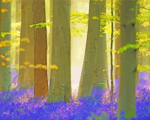 Forest With Blue Bells Diamond Painting