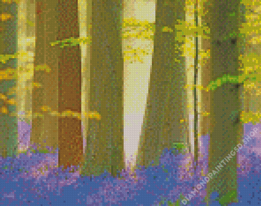 Forest With Blue Bells Diamond Painting