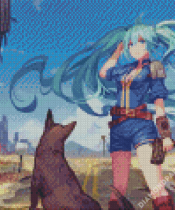 Girl With Dog Anime Diamond Painting