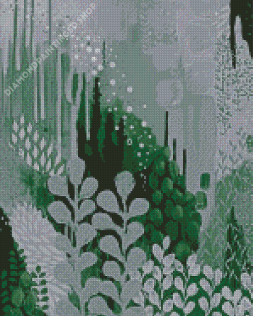 Green Abstract Plants Diamond Painting