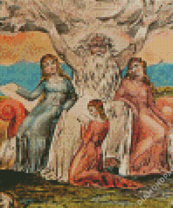 Job And His Daughters By William Blake Diamond Painting