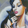 Lady With Black Cat Diamond Painting