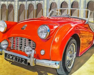 Orange Triumph Tr3 Car Diamond Painting